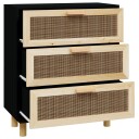 vidaXL Skjenk svart 60x30x70 cm heltre furu og naturrotting