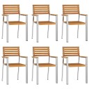 Stabelbare hagemøbler 6 stk 54.5x56x89 cm Solid akasietre