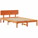  Sengestel med hodegjerde Vokset brun 135x190 cm Solid furu