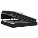 vidaXL LED lagringseng med madrass Svart 200 x 200 cm Stoff