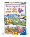 Ravensburger Puslespill 2/4/6/8 Brikker Gård Dyrefamilier
