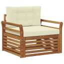 vidaXL Utesofa Solid akasietre og polyester Naturlig og Krem
