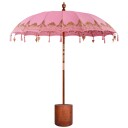 vidaXL Balinesisk parasoll med base Rosa og Brun Ø 210 220 cm