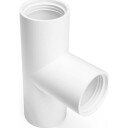 Grenrør 90° T-stykke Ø40 mm i plast med 3 mf og gummipakning.