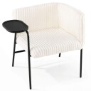Beige kordfløyelsstol med brett – metallramme