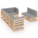 vidaXL Hagesofagruppe med puter 7 deler heltre furu
