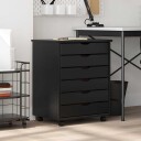  Rulleskap med skuffer MOSS svart heltre furu 8721158359698