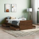 vidaXL Sengeramme med hode- og fotgavl brun eik 75x190 cm 8721012157798
