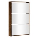 vidaXL Skoskap med speil 3 lag r?kt eik 63x17x102,5 cm