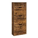 Skoskap med 3 klaffer og åpent rom 60 x 24 x 139 cm   Rustikk brun