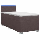 vidaXL Box Spring Seng med Madrass og LED Mørk brun 100 x 200 cm Stoff