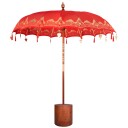 vidaXL Balinesisk parasoll med base 260 Rød og brun 220 x 220 x 295 cm