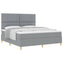  Box Spring seng med madrass lysegrå super king stoff
