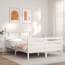 vidaXL Sengeramme med hodegavl hvit 120x200 cm heltre