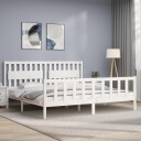 vidaXL Sengeramme med hodegavl hvit 200x200 cm heltre