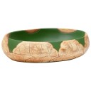 vidaXL Benkeservant grønn og brun oval 59x40x15 cm keramikk