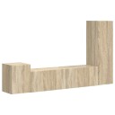  TV benksett Veggmontert 4 pcs Sonoma eik Konstruert tre