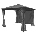 vidaXL Paviljong med gardin antrasitt aluminium 300x300 cm