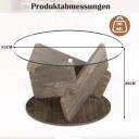 Rundt glassbord – 81 cm herdet glass og tre