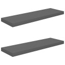 vidaXL Flytende vegghyller 2 stk h?yglans gr? 80x23,5x3,8 cm MDF