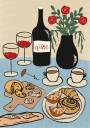 Dinner Table French Wine and Cheese Setting Plakat Plakat / 100x150cm