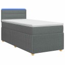 vidaXL Box Spring Seng med Madrass og LED Mørkegrå 90 x 190 cm Stoff