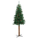 vidaXL Slankt juletre med ekte tre og furukongler grønn 180 cm PVC