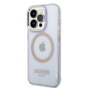 Guess Mobildeksel iPhone 14 Pro 6,1" Lilla Gjennomsiktig med Gold Outline og MagSafe