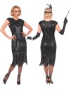 Deluxe Roaring 20's Gatsby Flapper Luksus Svart Flapperkjole til Dame Medium Voksenkostyme 15922