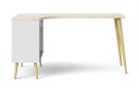 Delta Skrivebord 145 cm med Oppbevaring Skuffer + Hyller   Hvit/Natur
