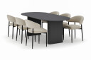 Bark Noira Ovalt Spisebord 220 cm med 6 Sawako Stoler   Svart