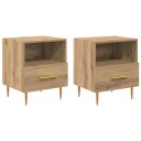  Nattbord med skuff 2 pcs Brun 40 x 35 x 47.5 cm Konstruert tre