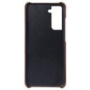 Samsung Galaxy S22 5G KSQ Belagt Plast Deksel med Kortlommer Brun