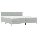  Box Spring Seng med Madrass og LED Lys Lysegrå 200x200 cm Fløyel