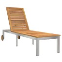 Solseng med hjul 207x58x35 cm Solid akasietre og rustfritt stål
