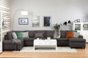 Crazy 6 seters Venstrevendt U formet XX Large Sofa med Divan og Sjeselong i Stoff   Mørk grå