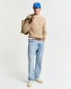 Gant Kabelstrikket genser i bomull med rund hals KHAKI MELANGE XXXL