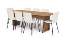 Bark Richeto Spisebord 240 cm med 8 Katy Spisestoler   Naturlig finish / Hvit Bouclé / Metallben Svart