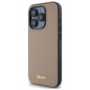 DKNY MagSafe iPhone 15 Pro Max-etui med kornet metallogo - Beige