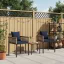  Utemøbelsett med pute 3 pcs Grå og marineblå PE Rattan
