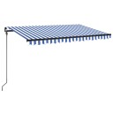 vidaXL Manuell uttrekkbar markise med LED 450x300 cm blå og hvit