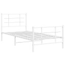vidaXL Sengeramme i metall med hode- og fotgavl hvit 90x200 cm 8721012304208