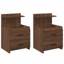  Nattbord 2 stk med 2 skuffer brun eik 40x36,5x62 cm