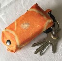 Handlenett i tøy etui orange med appelsinmotiv