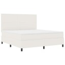  LED Box Springer Bed Krem og hvit 180 x 200 cm Corduroy stoff