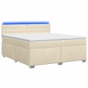 vidaXL Box Spring Seng med Madrass og LED Krem 140 x 200 cm Stoff