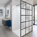 Alterna Matrix Fast Dusjvegg Ruter 86,4-116,4cm Svart Matt / 100cm Klart Glass