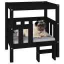 vidaXL Hundeseng svart 65,5x43x70 cm heltre furu
