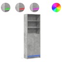  Garderobe med LED betonggrå 69x32,5x200 cm konstruert tre