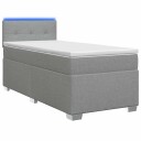 vidaXL Box Spring Seng med Madrass og LED Lysegrå 80 x 200 cm Stoff